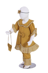 Golden Ruffle Princess Set – 3 Piece (Top, Trousers & Bag)