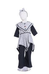 Elegant Floral Asymmetrical Tunic & Pinstripe Trouser Set