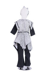 Elegant Floral Asymmetrical Tunic & Pinstripe Trouser Set