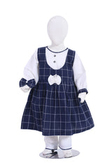 Navy Check Double Frock Set