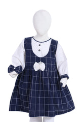 Navy Check Double Frock Set