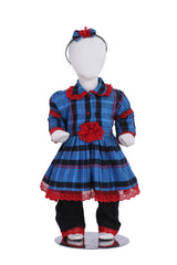 Blue Tartan Elegance – Baby Frock Set