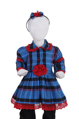 Blue Tartan Elegance – Baby Frock Set