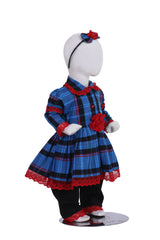 Blue Tartan Elegance – Baby Frock Set